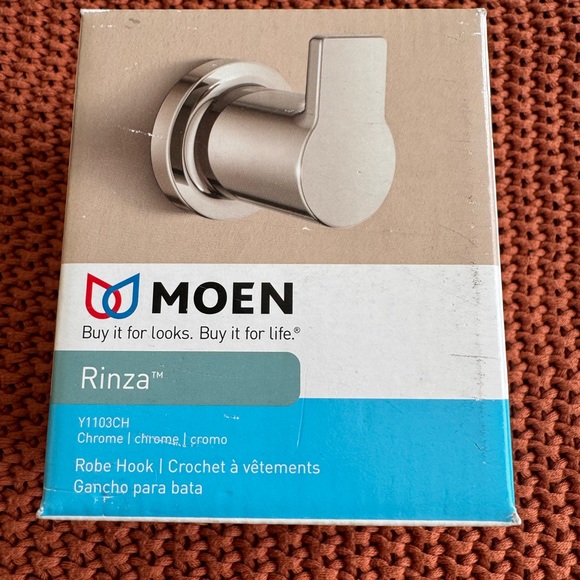 Lot of 2 Chrome Single-Hook Moen Rinza Wall Towel Hook Robe Hook Y1103CH NEW - Picture 5 of 12